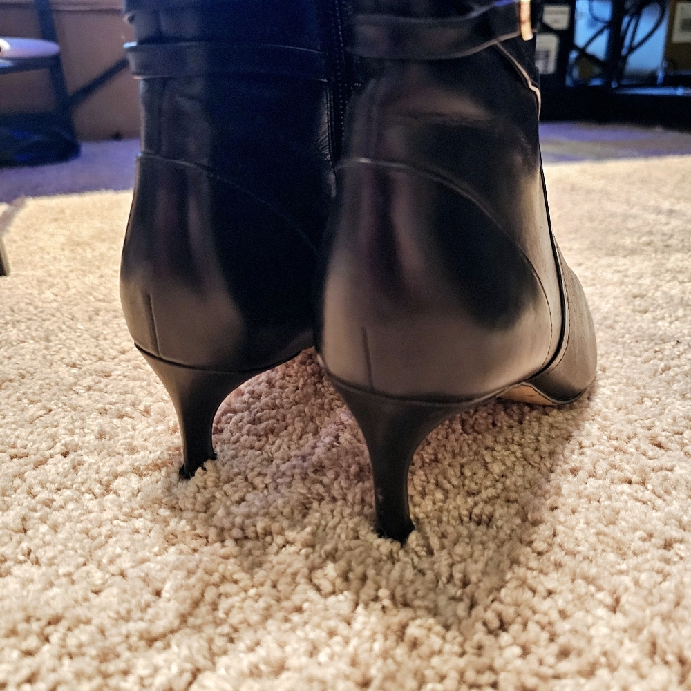 27 Edit Womens Florette Leather Pointed Toe Mid-Calf Boots